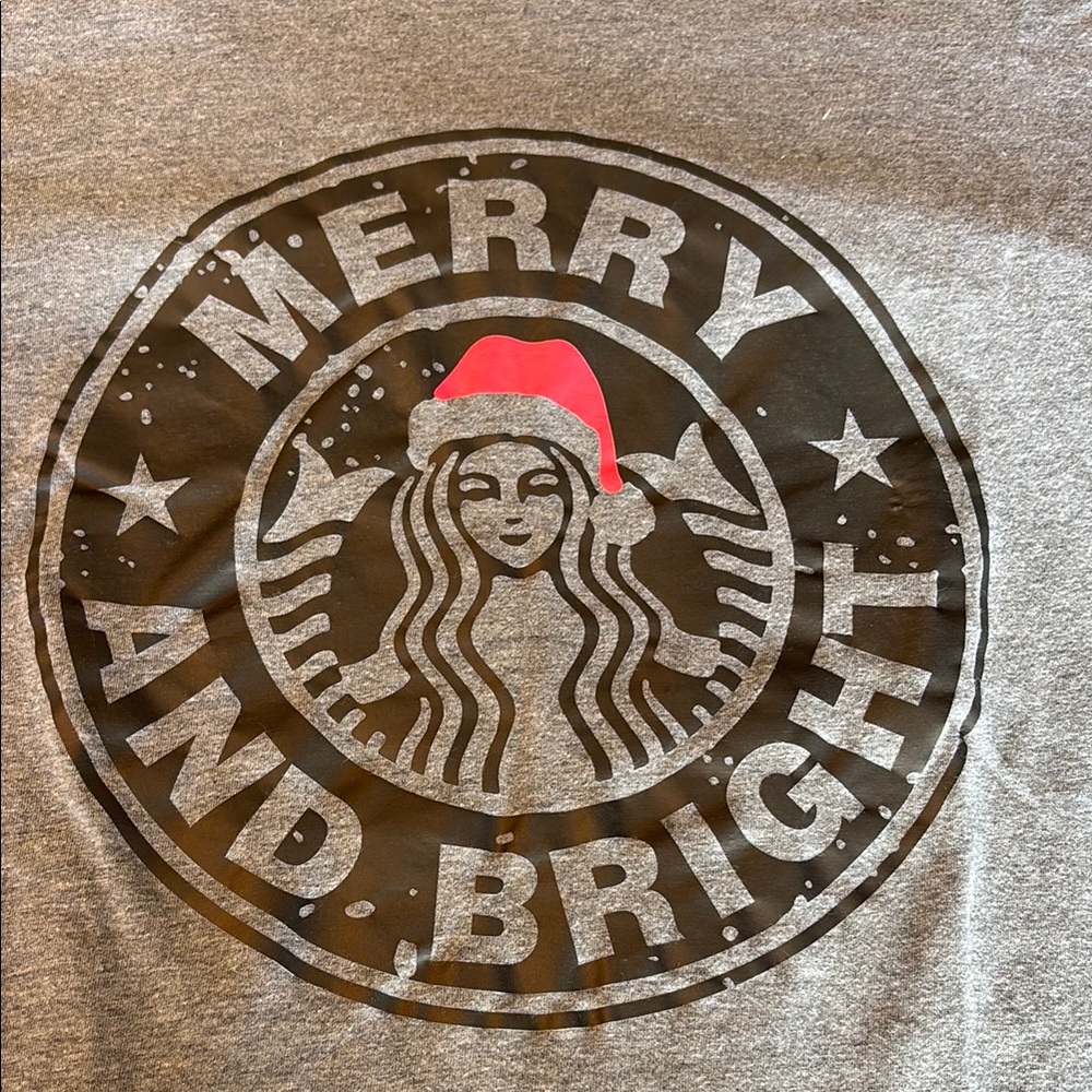Starbucks Merry and Bright Holiday Shirt - Gray and Red